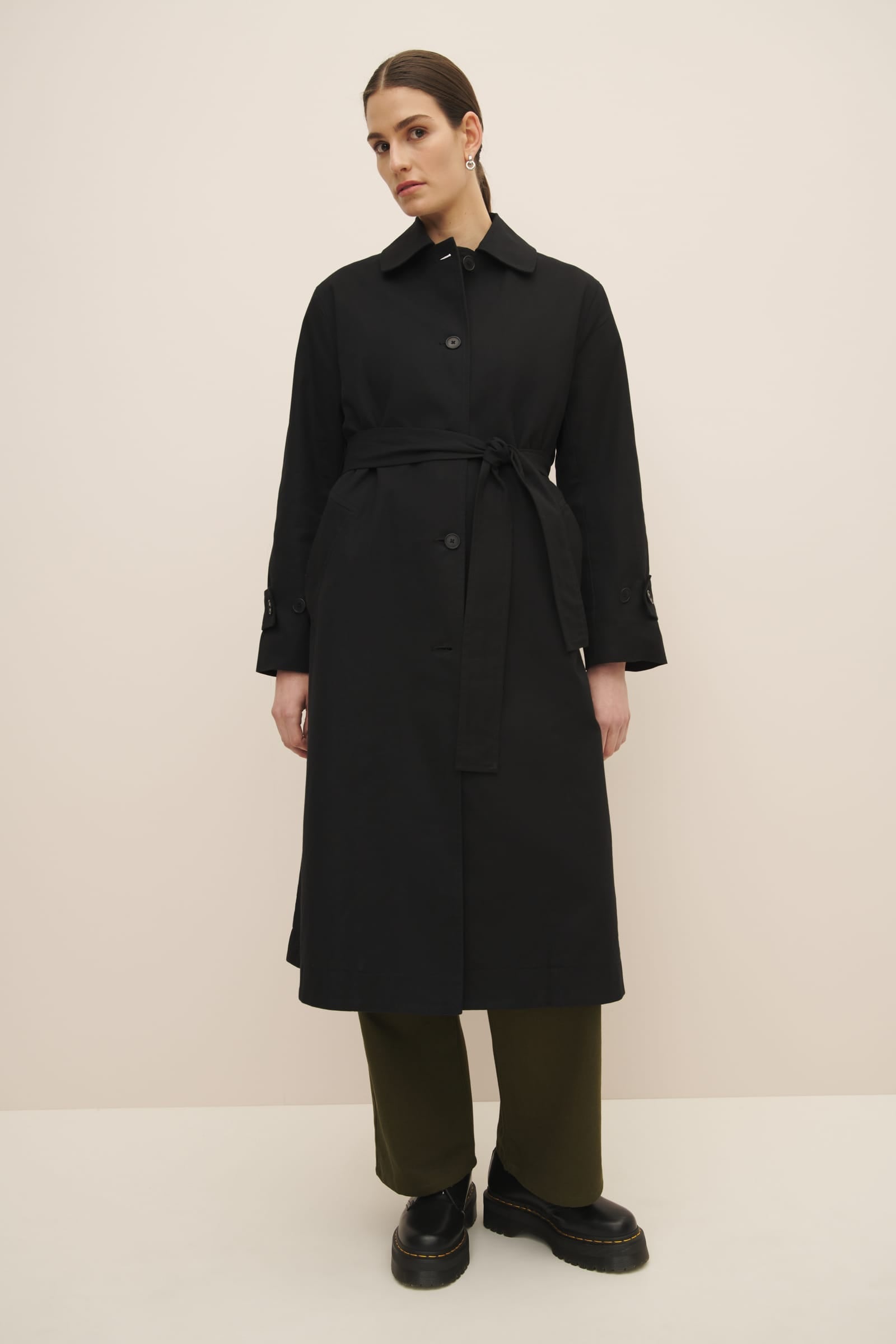 Shop Cleo Trench Coat Black Kowtow Clothing Kowtow United States