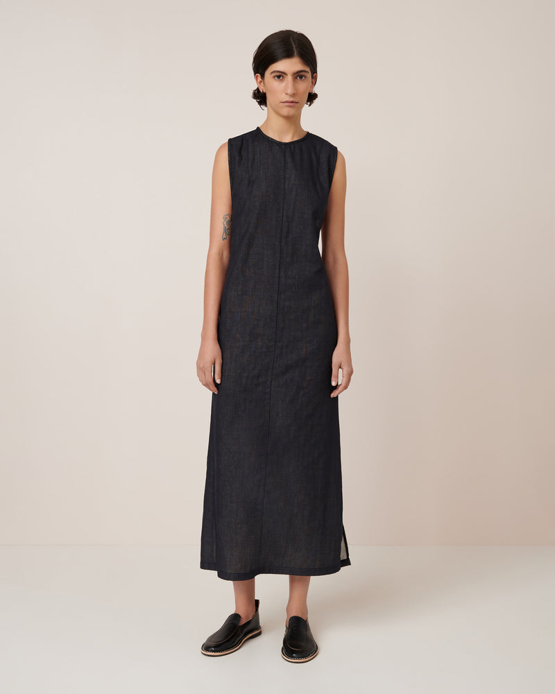 Shop Swing Dress - Etched Denim | Kowtow Clothing