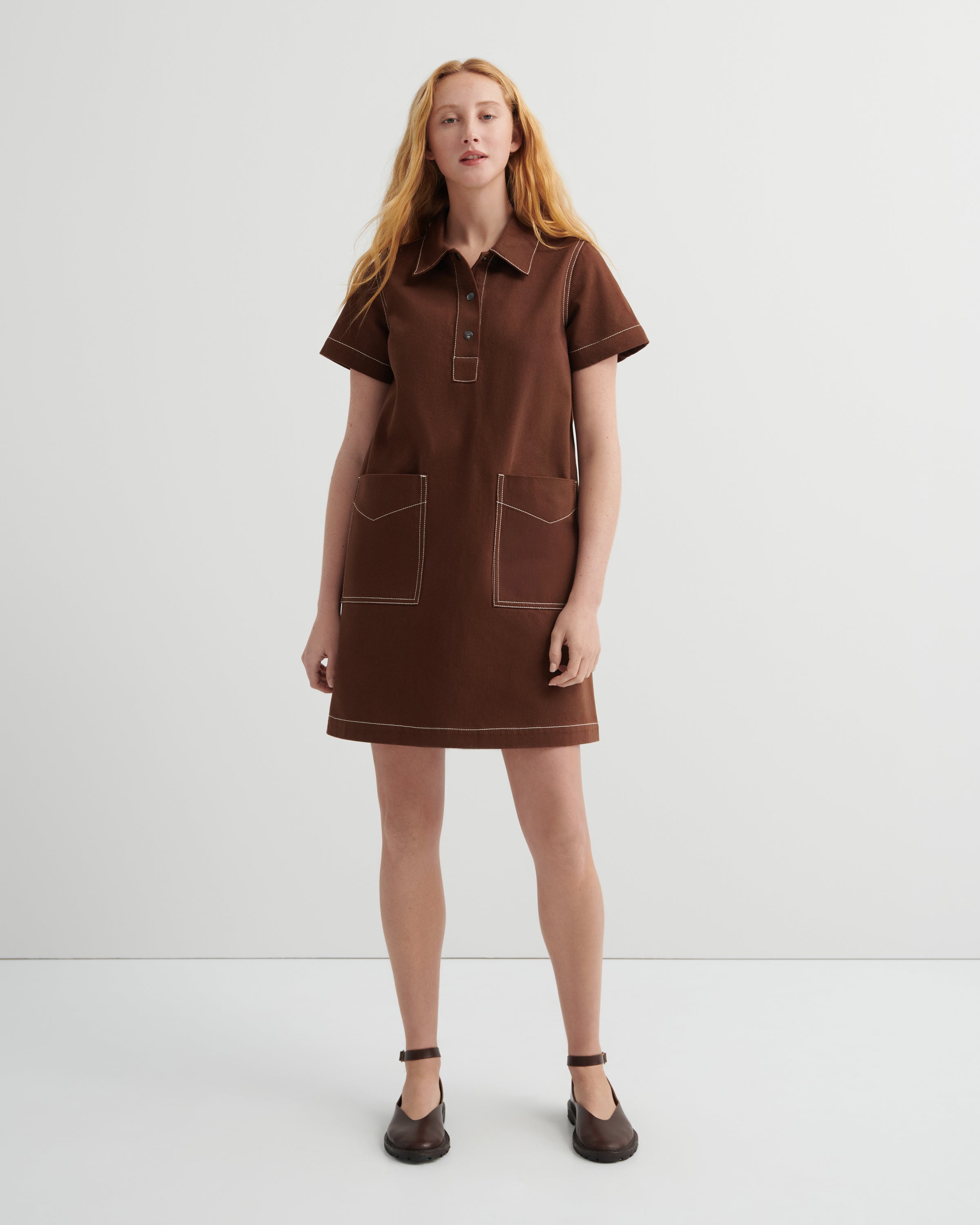 kowtow denim dress Shop Foundation - Brown Size:12Y Button Front Bodycon Denim icg-managed Kowtow brand or layered bohemian jewelry