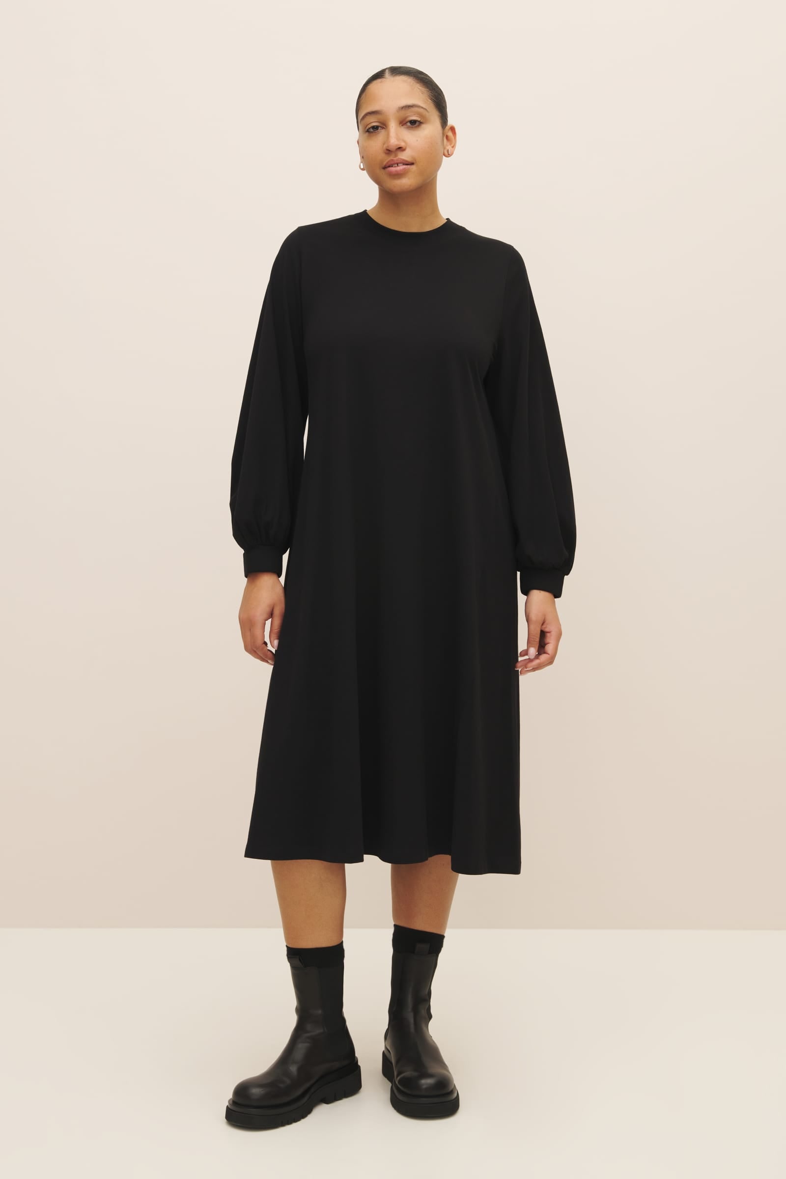 Full Sleeve Dress - Black | A-Line | Organic Cotton Jersey | Kowtow United  States