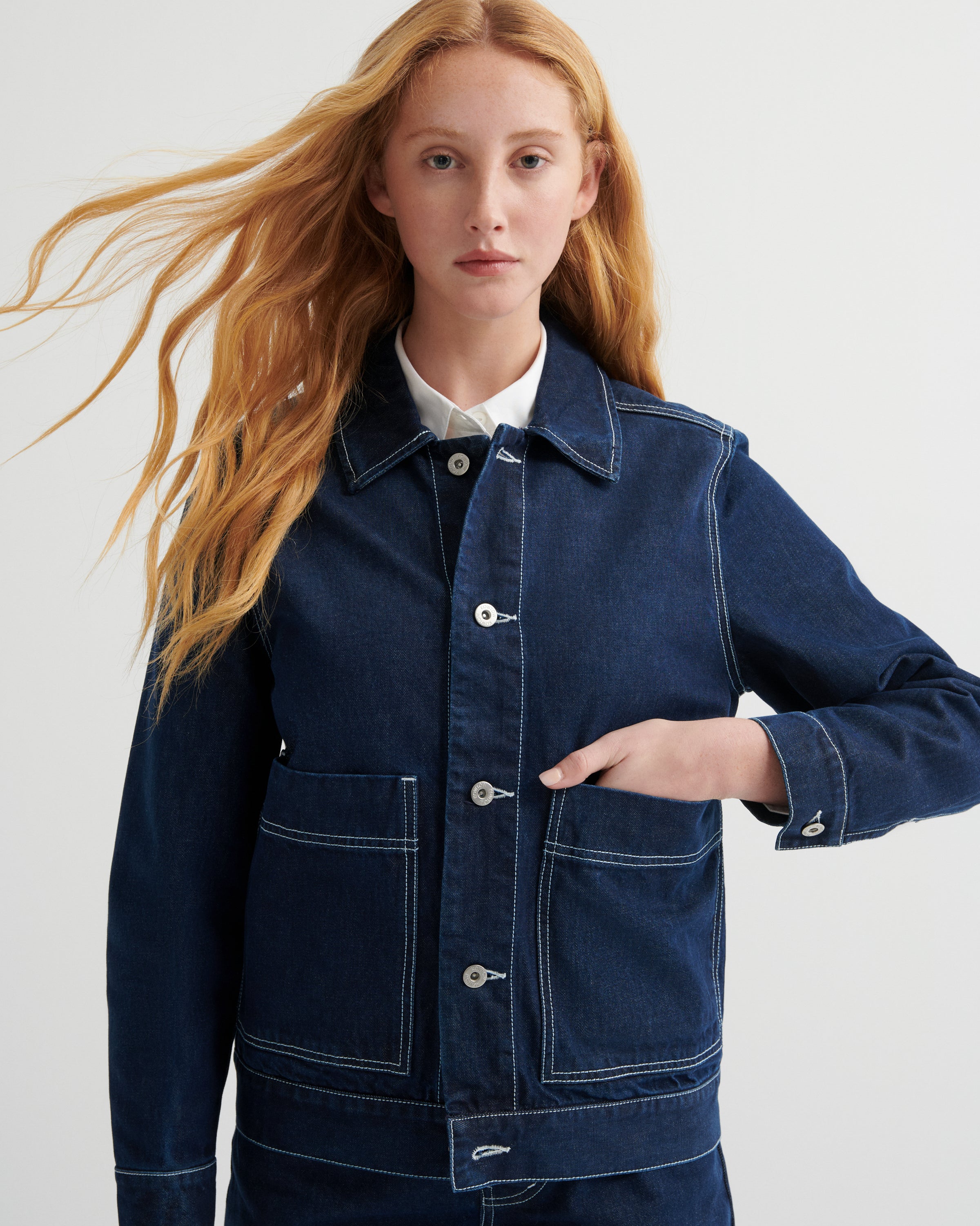 Shop Worker Jacket - Indigo Denim | Kowtow Clothing | Kowtow