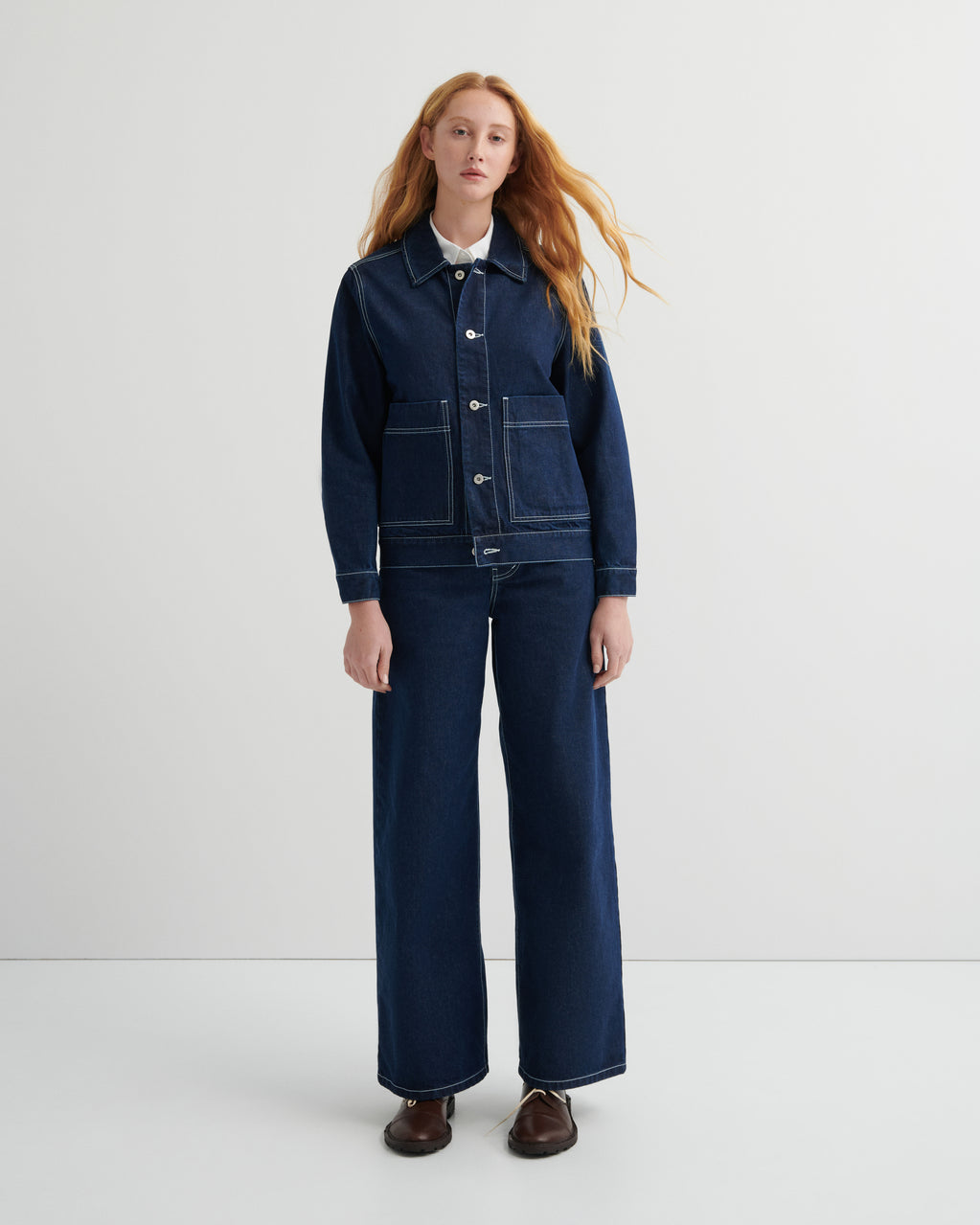Shop Worker Jacket - Indigo Denim | Kowtow Clothing