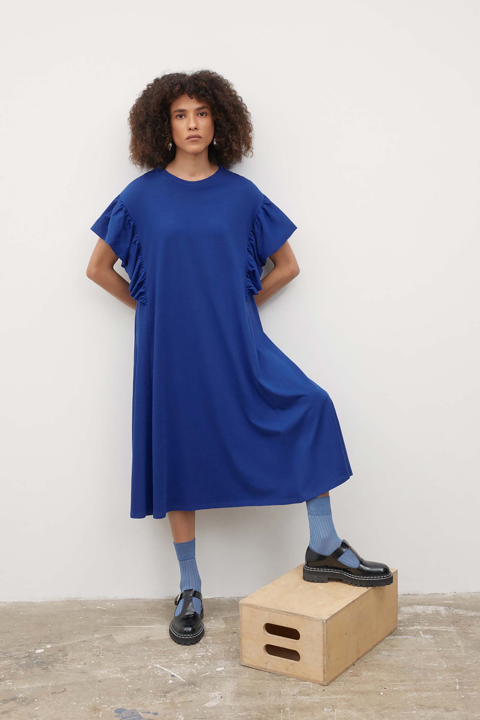 Shop Frill Dress - Bright Blue | Kowtow United States