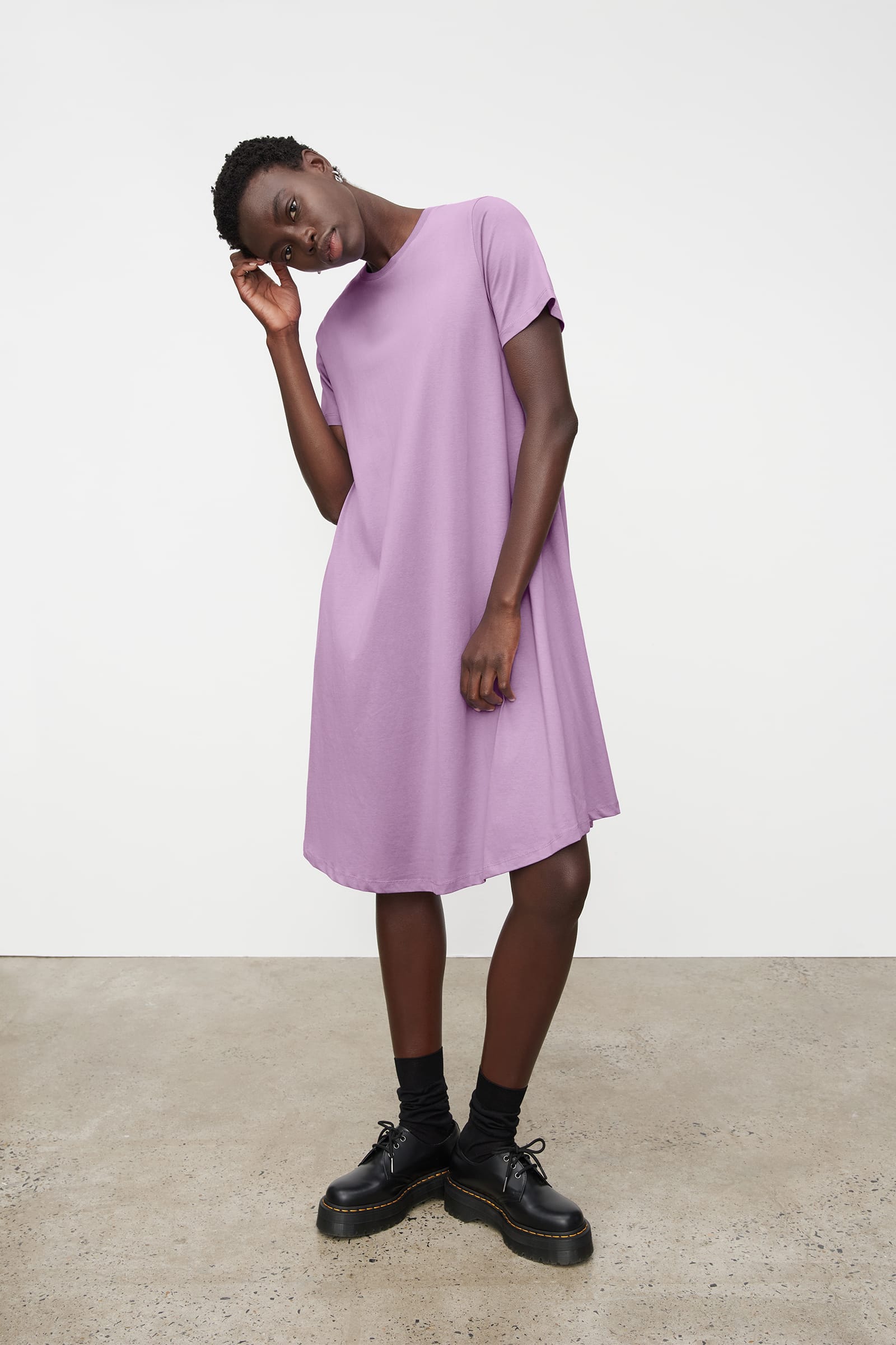Building Block A-Line Dress - Lavender, Relaxed Fit Dress