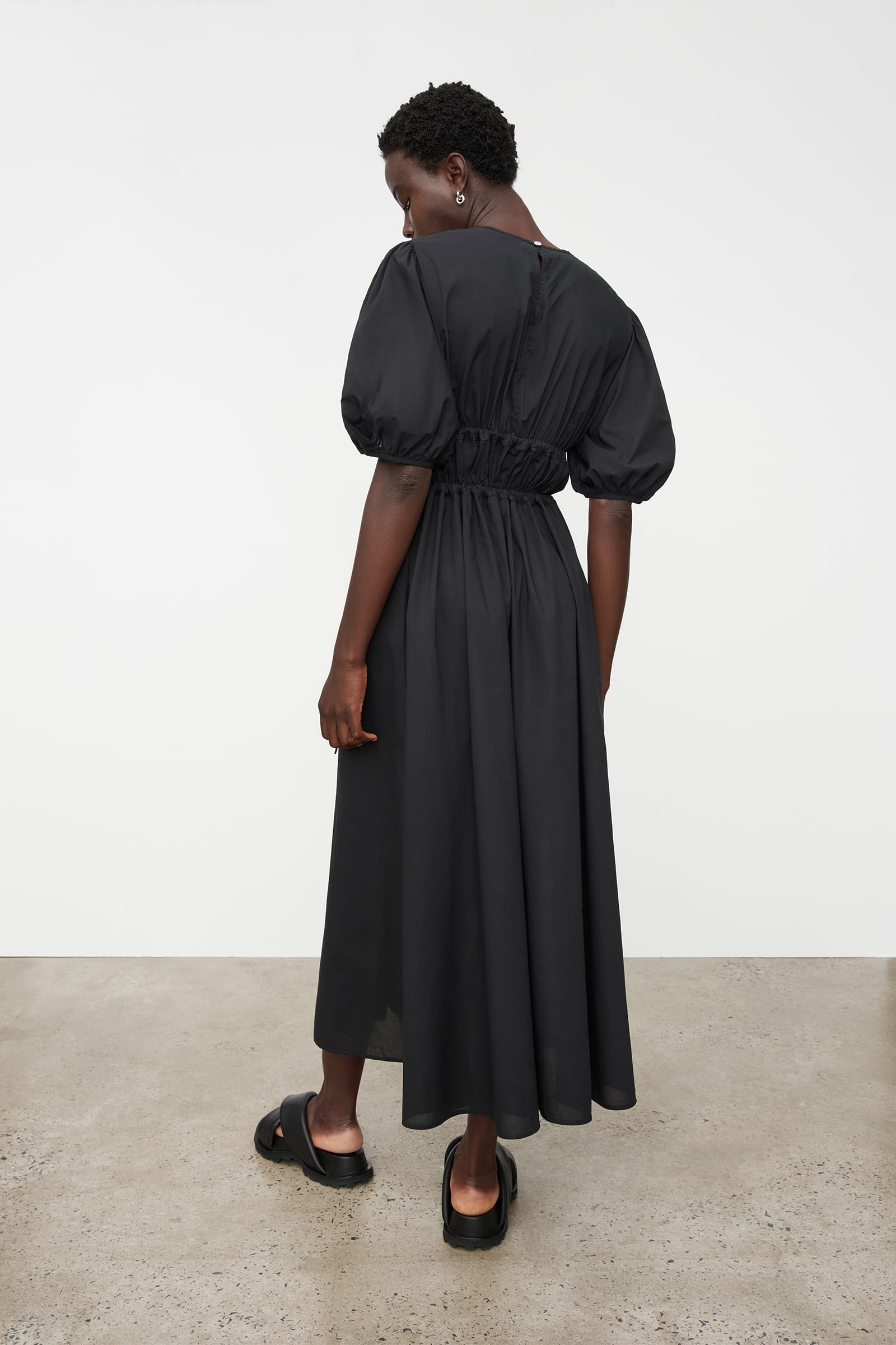 Long Celeste Dress - Black | Full-Length Cotton Voile Dress | Kowtow ...
